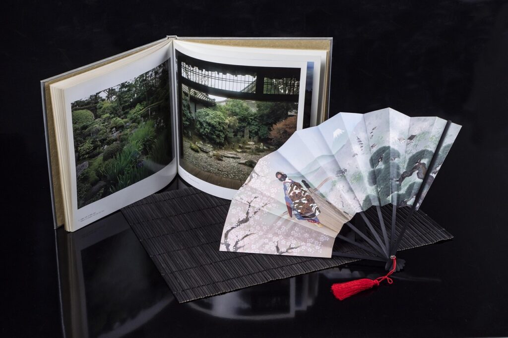 fan japanese, japan, book, fan, black background